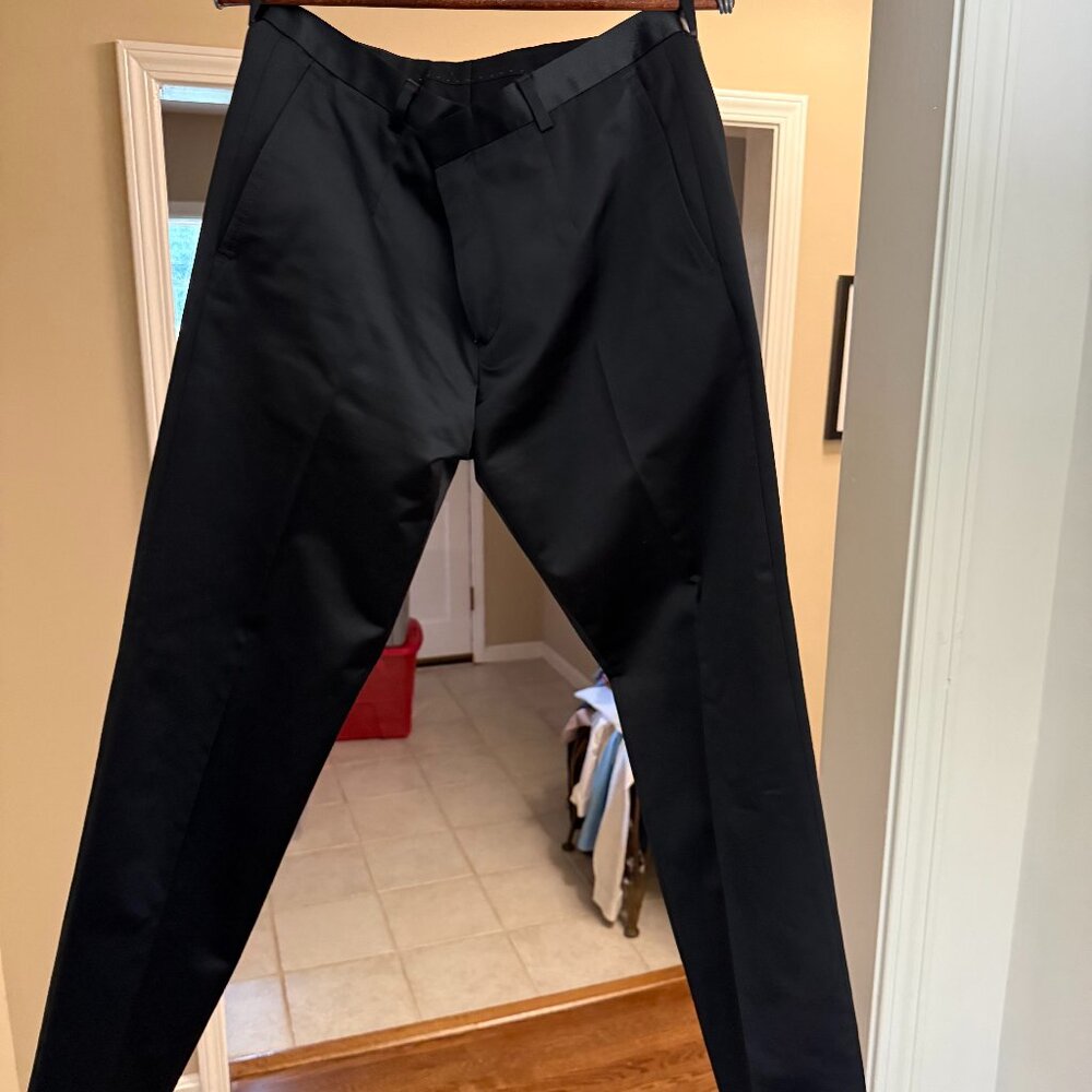 BLACK SATIN MENS Tuxedo Pants